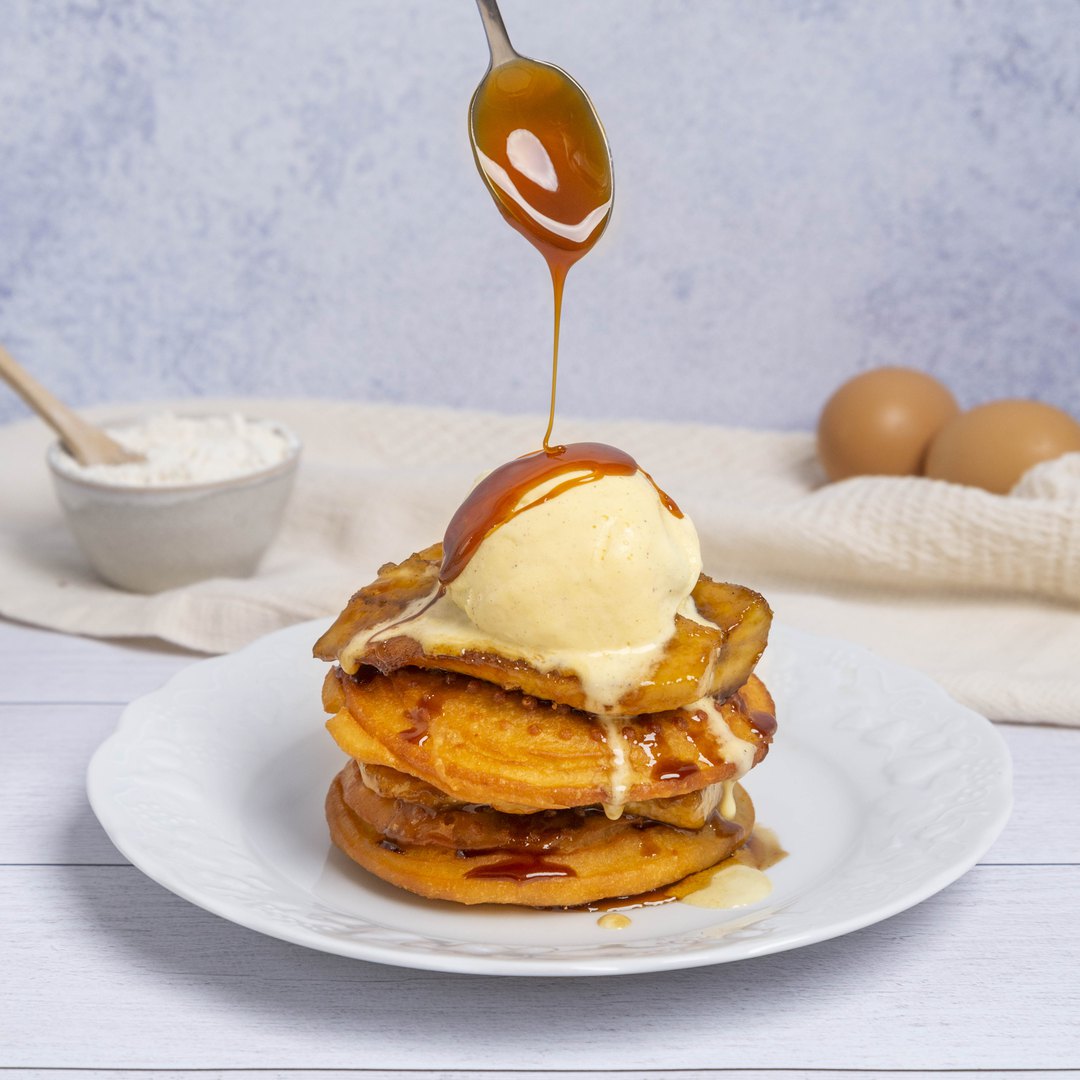 Fried PB & Banana Pancakes recipe by US original