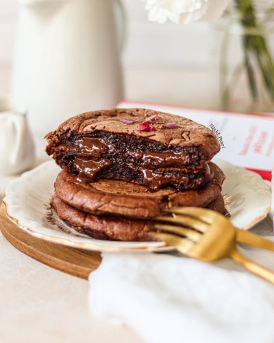 Pancakes au cacao et coeur de chocolat