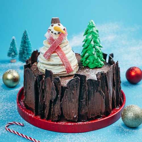 Easy Snowman Face Christmas Cake (Without Fondant Icing!)