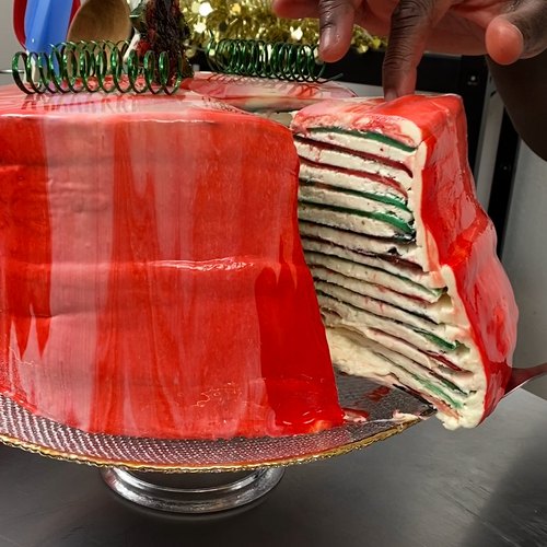 Candy Cane Crepe Cake