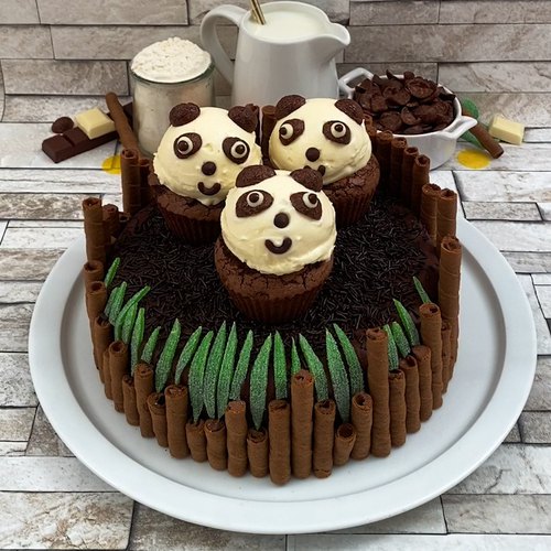 Bolo de pandas de chocolate