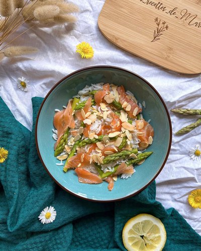 Salade d’asperges - riz - saumon et citron