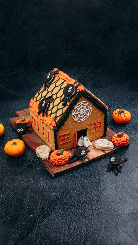 Halloween store gingerbread house