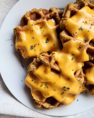 Gaufre patate douce et cheddar