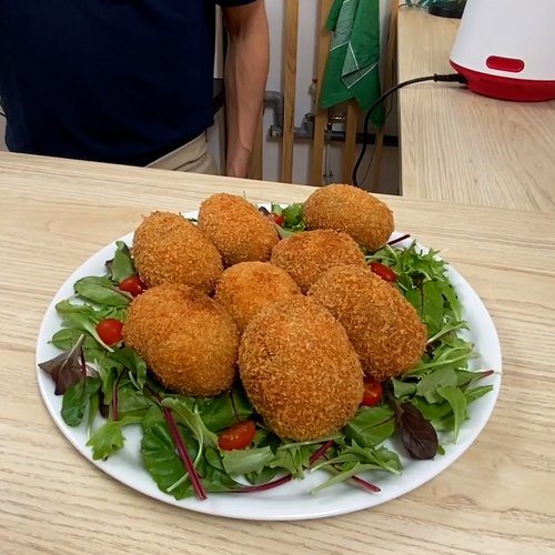 Deep Fried Cheesy Baked Potatoes