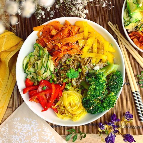 Buddha bowl aux légumes et sa sauce sésame et curry