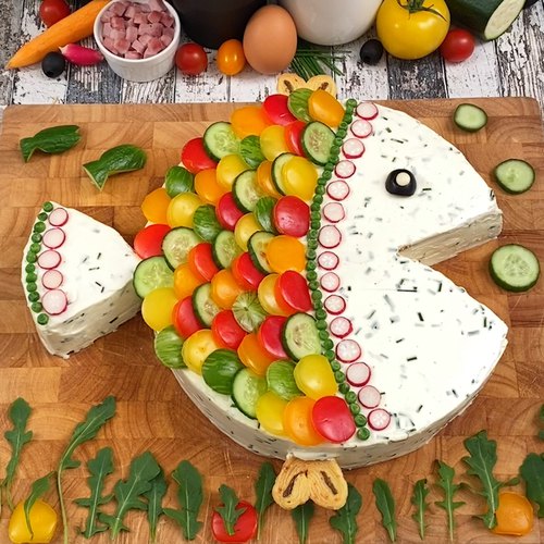 Herzhafter Fisch-Cake mit Schinken