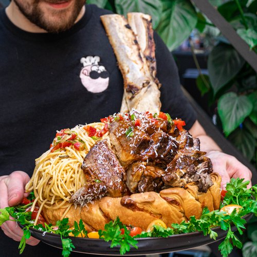 Short Rib Pasta & Garlic Bread Bowl