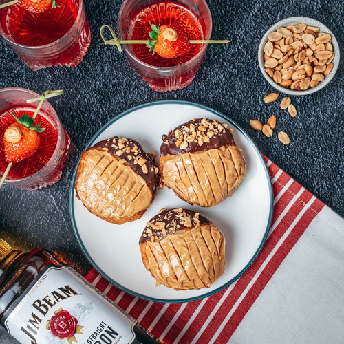 Peanut Butter Cookie Shot Glasses With Spiked PB&J Milk