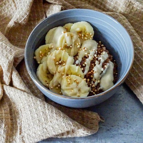 Porridge banane cacao et peanut butter