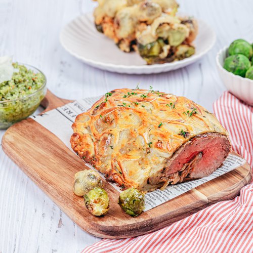 Cheese Stuffed Beef Wellington