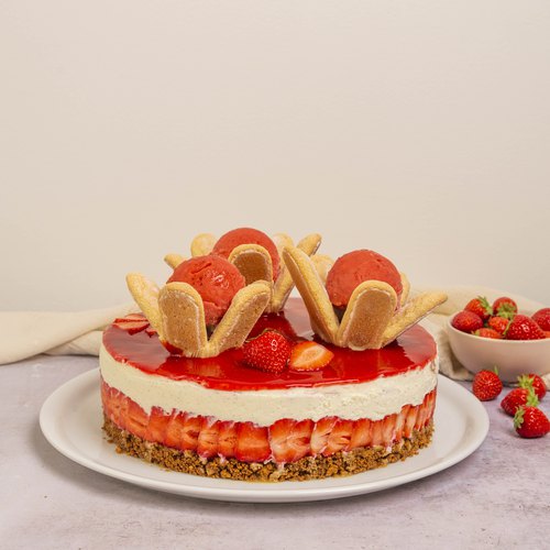 Strawberries and Cream Ice Cream Cake Recipe