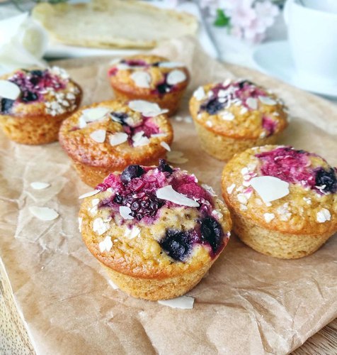 Muffins healthy aux fruits rouges et flocons d'avoine