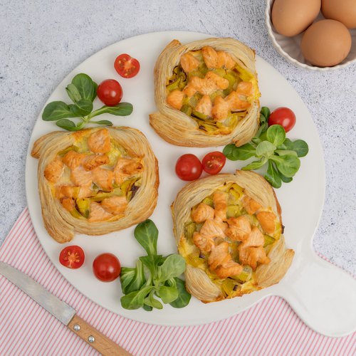 Les mini-quiches saumon poireaux