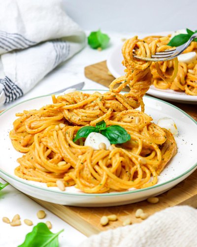 Spaghetti crème de poivron mozzarella