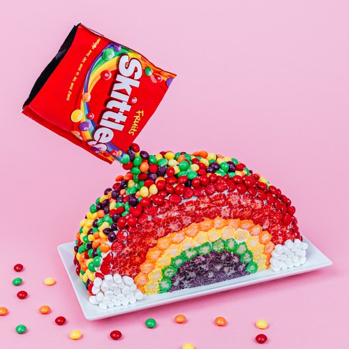 Skittles Rainbow Cake