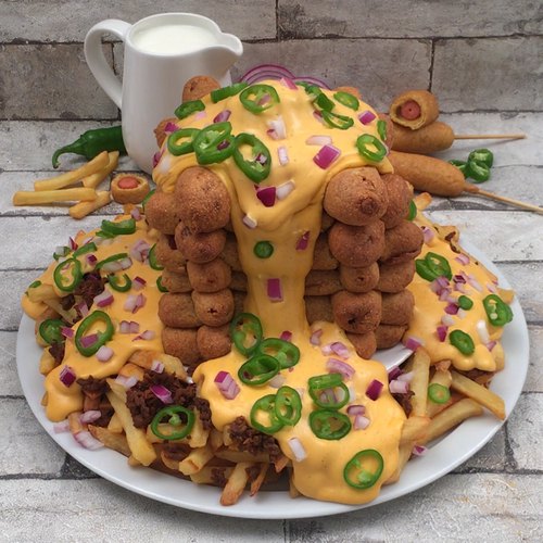 Chili Cheese Corn Dog Tower