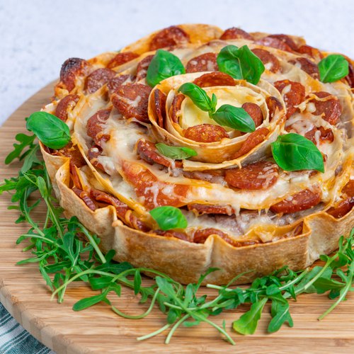 Pizza Flower Tortilla Bake