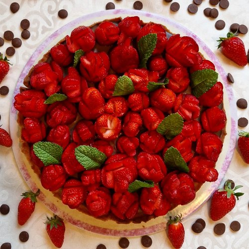 Tarte aux fraises et chocolat