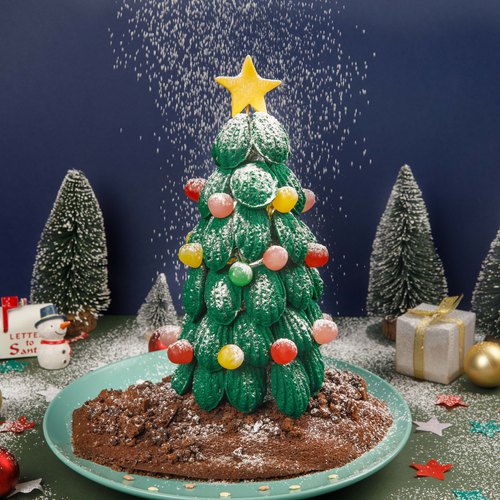 Foil Christmas Tree Shaped Cake Pan w/ Lid - 50/Case