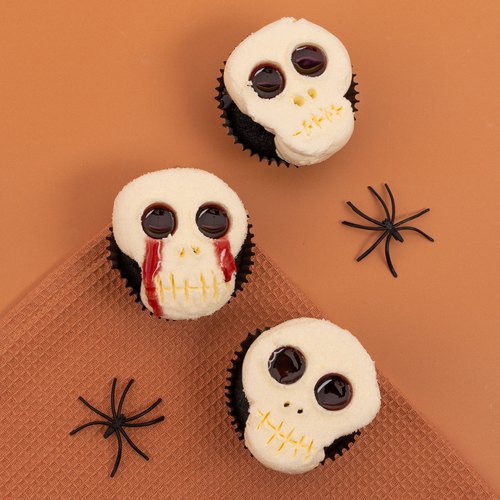 Cupcakes chocolat Squelettes d’Halloween