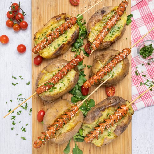 Baked Potatoes Hot Dogs