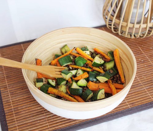 Salade de lentilles aux légumes rôtis