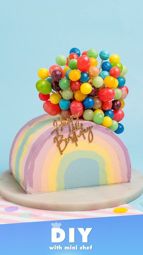 Rainbow Balloon Birthday Cake